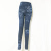Fashion Slim Women Leggings Plus size Faux Denim Jeans Leggings Long Pocket Printing Summer Leggings Casual Pencil Pants