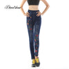 Fashion Slim Women Leggings Plus size Faux Denim Jeans Leggings Long Pocket Printing Summer Leggings Casual Pencil Pants