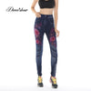 Fashion Slim Women Leggings Plus size Faux Denim Jeans Leggings Long Pocket Printing Summer Leggings Casual Pencil Pants