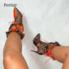2019 Spring/Autumn New High Heels 11cm Stilettos Fashion Camouflage Ankle Boots Shoes Woman Lace Up Sexy Night Club Boots Chic