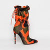 2019 Spring/Autumn New High Heels 11cm Stilettos Fashion Camouflage Ankle Boots Shoes Woman Lace Up Sexy Night Club Boots Chic