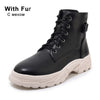 Taoffen Women New Fashion Plus Size 29-46 Warm Ankle Boots Thick Sole Pu Leather Casual Winter Shoes Woman Short Summer Footwear