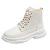 Winter White Boots Women Fashion Platform Ankle Boots Lace Up Combat Boots Snow Shoes Woman Warm Plush 2019 New Winter Boots
