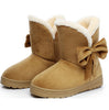 Women Snow Boots Winter Boots Fur Ankle Boot Female Bowtie Warmer Plush Suede Rubber Flat Slip On Fashion Platform Ladies Shoes