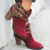 Ankle Boots Suede Leather Casual High Heels Fashion Square Rubber Khaki Buckle Strap Shoes For Women Summer Boots Size 34-43