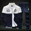 2019 New Men Sets Fashion Sporting Suit Brand Patchwork Zipper Sweatshirt +Sweatpants Mens Clothing 2 Pieces Sets Slim Tracksuit