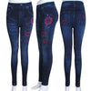 Fashion Slim Women Leggings Plus size Faux Denim Jeans Leggings Long Pocket Printing Summer Leggings Casual Pencil Pants