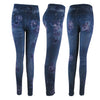 Fashion Slim Women Leggings Plus size Faux Denim Jeans Leggings Long Pocket Printing Summer Leggings Casual Pencil Pants