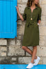 Fashion Turn-down Collar Party Shirt Dress Women Solid Three Quarter Sleeve Autumn Dress Plus Size Loose Casual Vestidos Robe