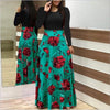 Spring Autumn For Women Dress 2019 Casual Long Sleeve O-neck Tunic  Patchwork Dresses Fashion Vintage Print Maxi Dress Vestidos