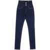 LEIJIJEANS 2019 winter autumn blue high waist stretchy mom jeans with fly button fashion style plus size 5XL 6XL women jeans