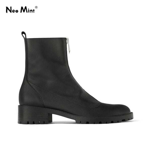 Women Platform Martin Boots Front Zipper Ankle Boots for Women 2019 Fashion Chunky Heels Women Boots Platform Winter Shoes Woman