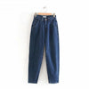 Tangada fashion women loose harm jeans pants boy friend style long trousers pockets zipper loose high street female pants 4M68