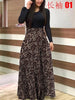 Spring Autumn For Women Dress 2019 Casual Long Sleeve O-neck Tunic  Patchwork Dresses Fashion Vintage Print Maxi Dress Vestidos