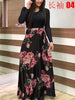 Spring Autumn For Women Dress 2019 Casual Long Sleeve O-neck Tunic  Patchwork Dresses Fashion Vintage Print Maxi Dress Vestidos