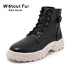 Taoffen Women New Fashion Plus Size 29-46 Warm Ankle Boots Thick Sole Pu Leather Casual Winter Shoes Woman Short Summer Footwear