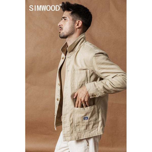 SIMWOOD 2019 Autumn New Cargo Jacket Fashion 100% cotton jackets high quality outwear brand clothing plus size coats SI980592