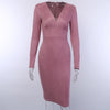 Cryptographic Velvet Sexy V-Neck Winter Dresses Women Midi Dresses Fashion Christmas Wrap Long Sleeve Bodycon Dress Solid