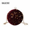 2020Starry sky Circular Fashion Suede Shoulder Bag Chain belt Women's Crossbody Messenger Bags Ladies Purse Female Round Handbag