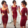 Lossky Women Sexy Club Low Cut Bodycon Dress Red Velvet Sheath 2020 Burgundy Fashion Black Pure Spring pencil dresses for office