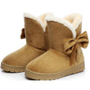 Women Snow Boots Winter Boots Fur Ankle Boot Female Bowtie Warmer Plush Suede Rubber Flat Slip On Fashion Platform Ladies Shoes