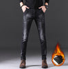 2019 Winter Warm Fleece Thickening Men Jeans Fashion Popular Long Straight Male Pants