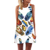 BHflutter Women Dress Summer Style 2018 New Fashion Floral Print Casual Dress O neck Short Chiffon Dress Sleeveless Beach Dress