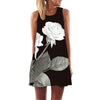 BHflutter Women Dress Summer Style 2018 New Fashion Floral Print Casual Dress O neck Short Chiffon Dress Sleeveless Beach Dress