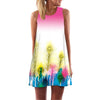 BHflutter Women Dress Summer Style 2018 New Fashion Floral Print Casual Dress O neck Short Chiffon Dress Sleeveless Beach Dress