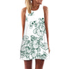 BHflutter Women Dress Summer Style 2018 New Fashion Floral Print Casual Dress O neck Short Chiffon Dress Sleeveless Beach Dress