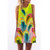 BHflutter Women Dress Summer Style 2018 New Fashion Floral Print Casual Dress O neck Short Chiffon Dress Sleeveless Beach Dress