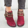 Ankle Boots Suede Leather Casual High Heels Fashion Square Rubber Khaki Buckle Strap Shoes For Women Summer Boots Size 34-43