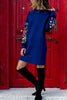 Printed Sleeves Women Dresses Casual Round Neck Loose Ladies Dress 2018 Winter New Fashion Female Clothing Hot Sale Vestidos