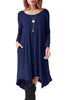 Autumn Winter Cotton Dress Women Long Sleeve Irregular Loose Dress Casual Black Dress Plus Size mini Dress Fashion Clothing 3XL