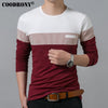 COODRONY T-Shirt Men 2019 Spring Autumn New Long Sleeve O-Neck T Shirt Men Brand Clothing Fashion Patchwork Cotton Tee Tops 7622